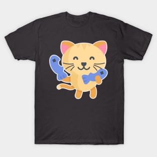 Cat with fish T-Shirt